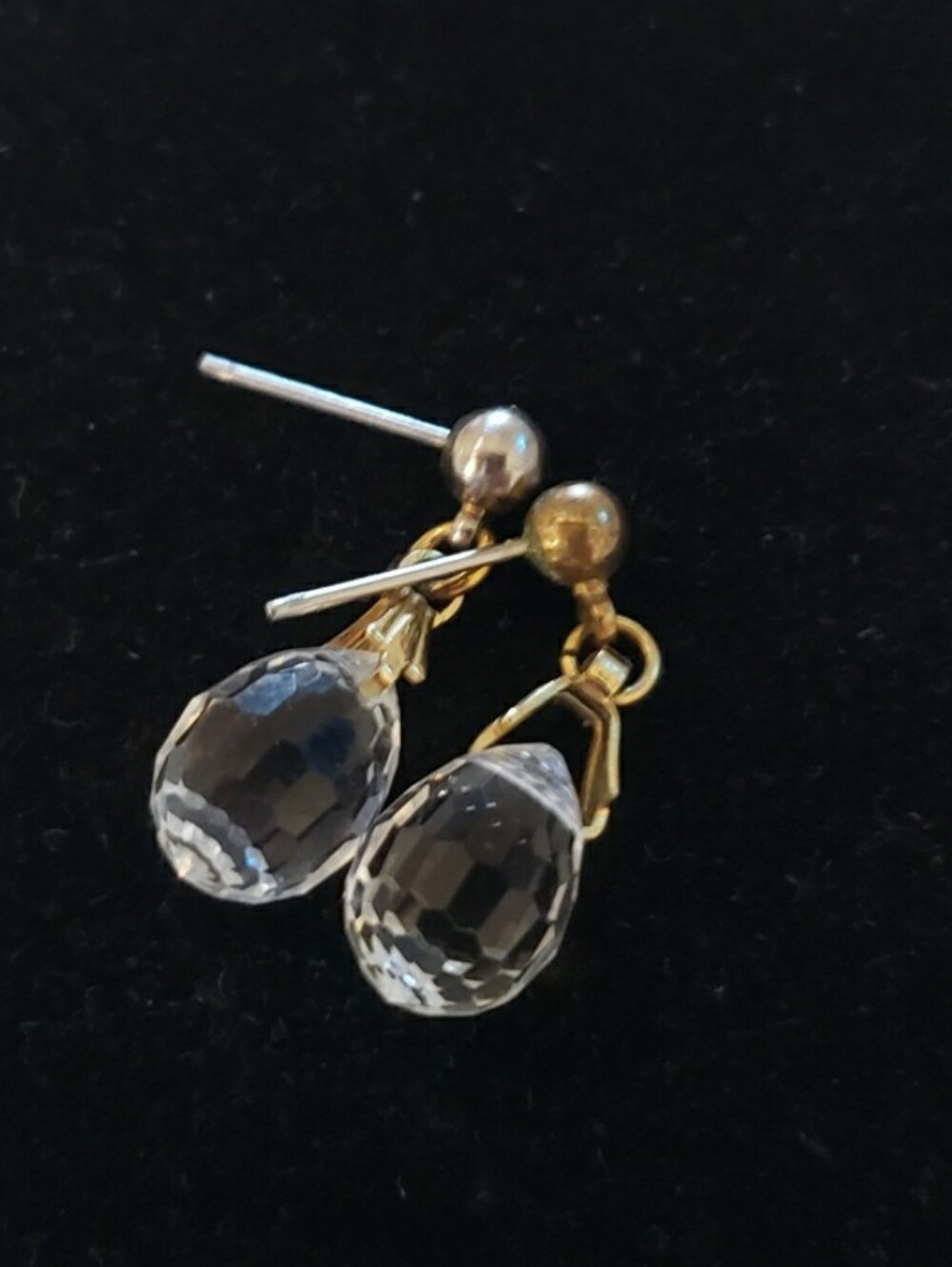 2 Sets Crystal Teardrop Dangle Earrings with Gold Accents